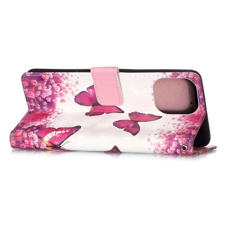 Etui Folio Do Iphone 13 Pro Max CZerwone Motyle