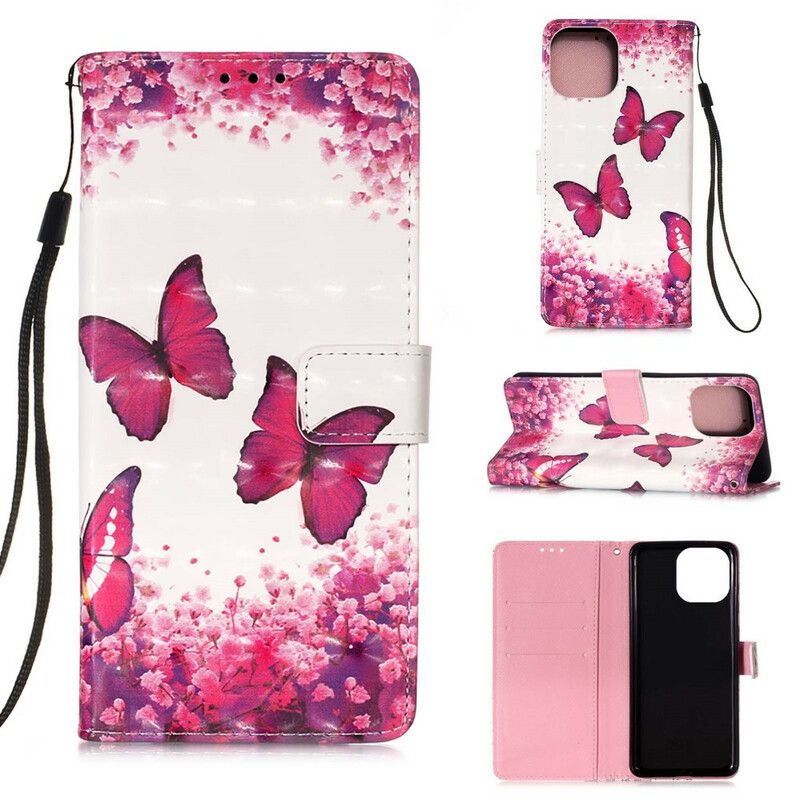 Etui Folio Do Iphone 13 Pro Max CZerwone Motyle