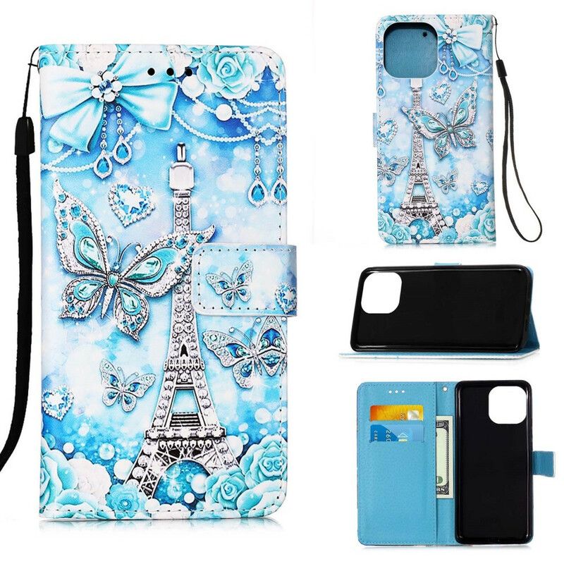 Etui Folio Do Iphone 13 Pro Max Pasek Motyli Wieży Eiffla