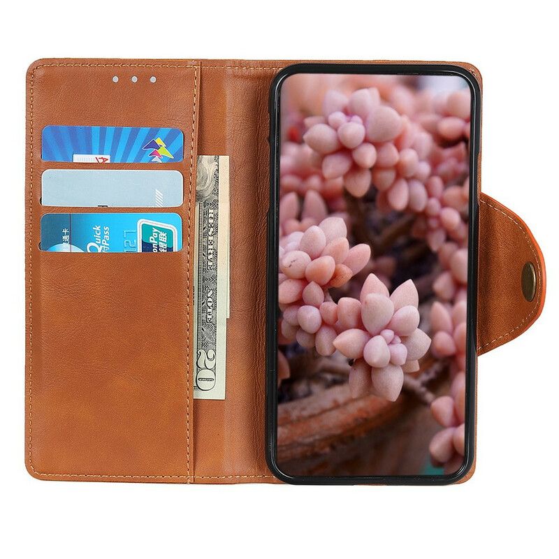 Etui Folio Do Iphone 13 Pro Max Przycisk Ze Sztucznej Skóry