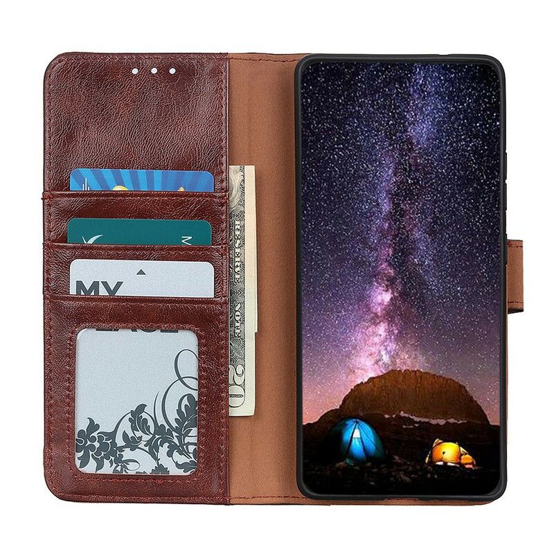 Etui Folio Do Iphone 13 Pro Max Split Błyszczący Skórzany Styl