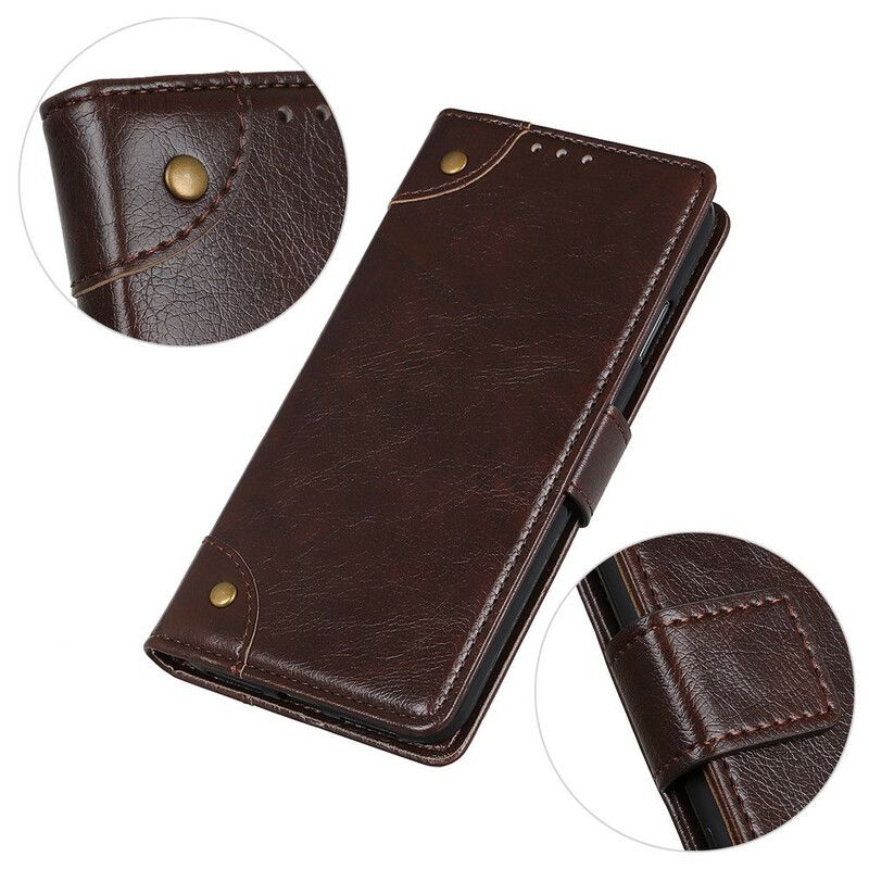 Etui Folio Iphone 13 Pro Max Efekt Skóry Vintage Nappa Etui Ochronne