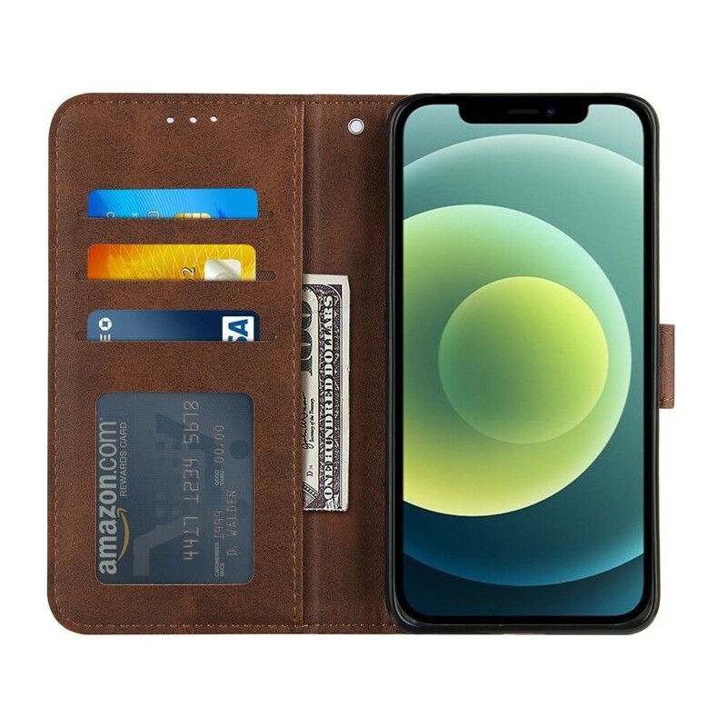 Etui Folio Iphone 13 Pro Max Geo Skórzany Pasek Z Efektem