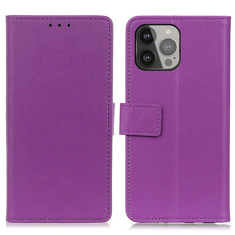 Etui Folio Iphone 13 Pro Max Klasyczny Efekt Skóry Etui Ochronne