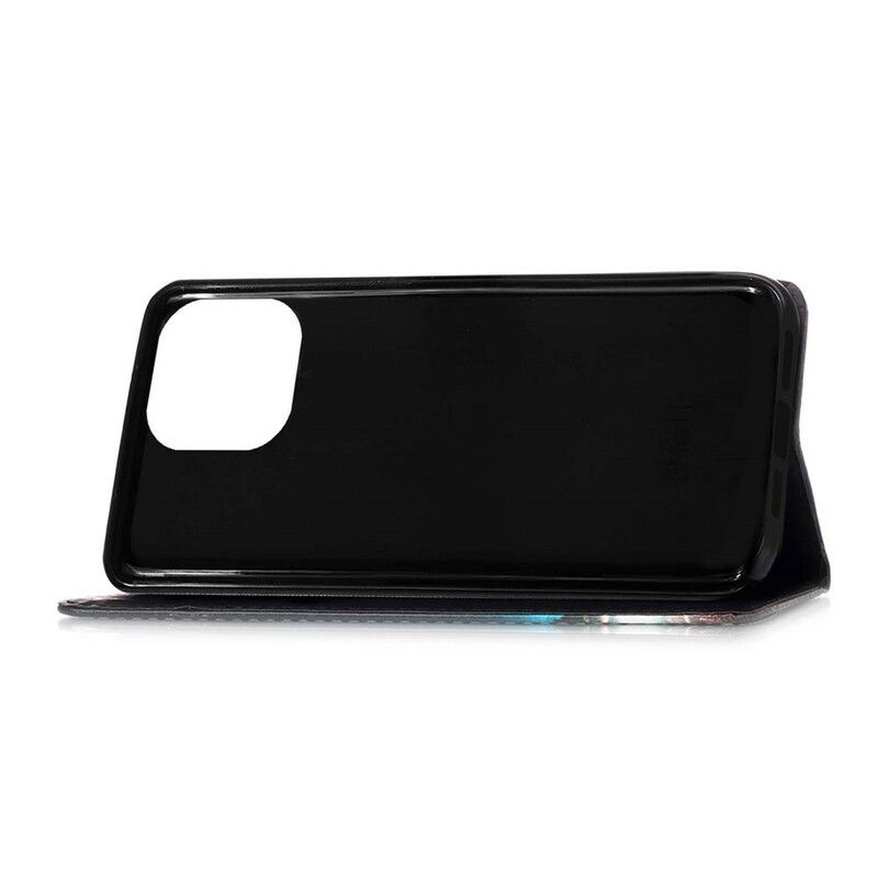 Etui Folio Iphone 13 Pro Max Księżycowy Kot Etui Ochronne