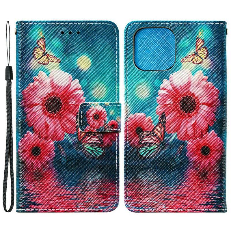 Etui Folio Iphone 13 Pro Max Kwiatowe I Motyle Etui Ochronne