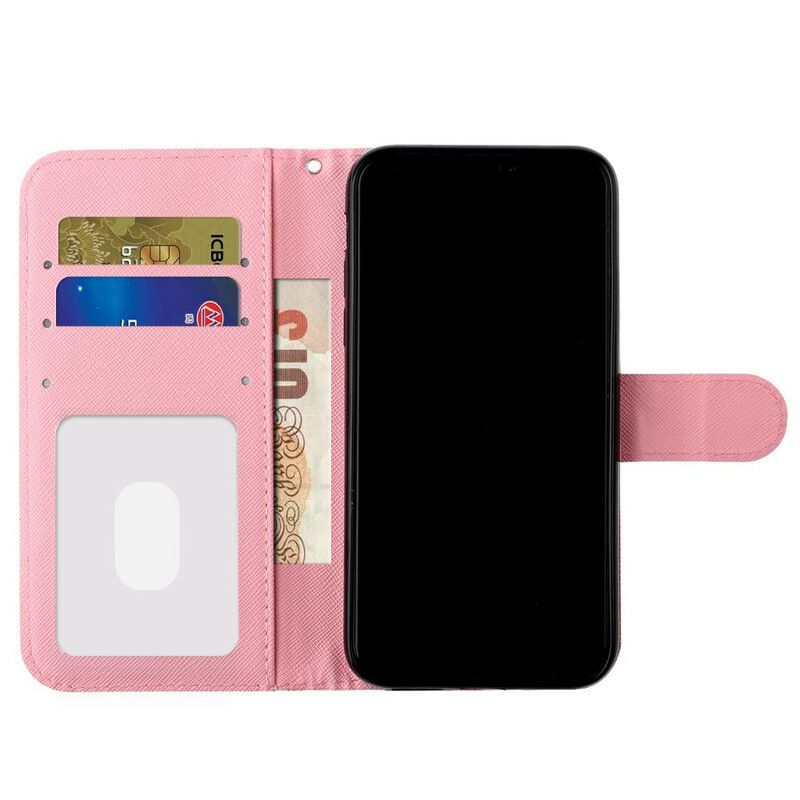 Etui Folio Iphone 13 Pro Max Kwiaty Jasne Plamy Pasek