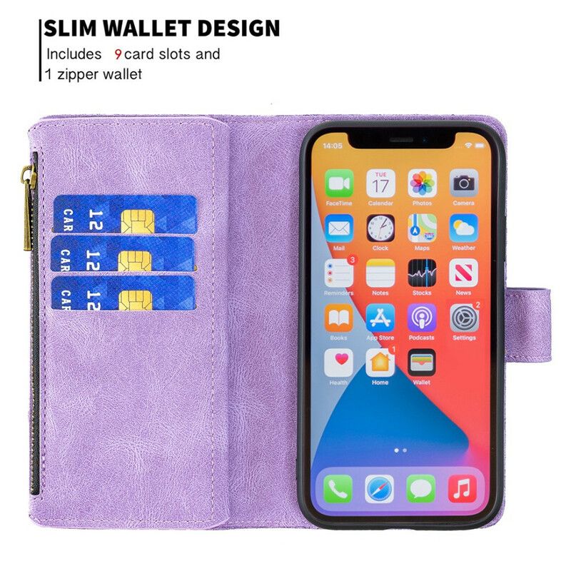 Etui Folio Iphone 13 Pro Max Motyl Barokowa Kieszeń Zapinana Na Zamek Etui Ochronne