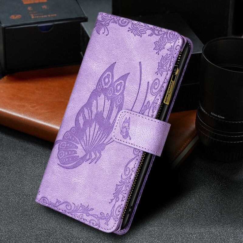 Etui Folio Iphone 13 Pro Max Motyl Barokowa Kieszeń Zapinana Na Zamek Etui Ochronne