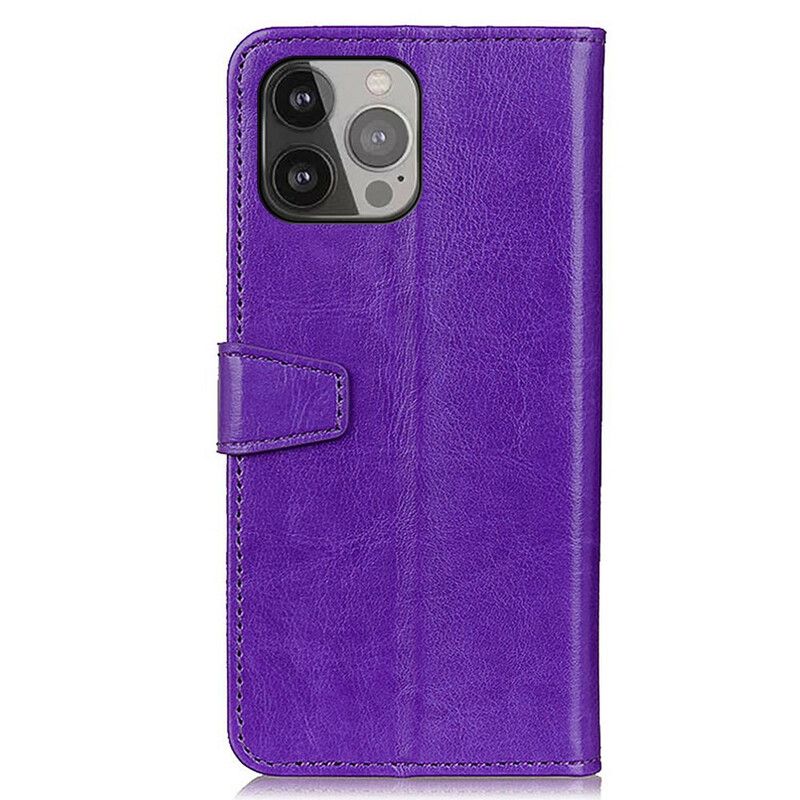 Etui Folio Iphone 13 Pro Max Prosty Efekt Błyszczącej Skóry Etui Ochronne