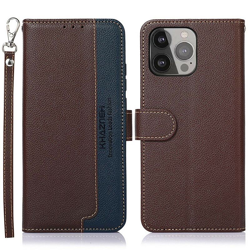 Etui Folio Iphone 13 Pro Max Styl Litchi Rfid Khazneh Etui Ochronne