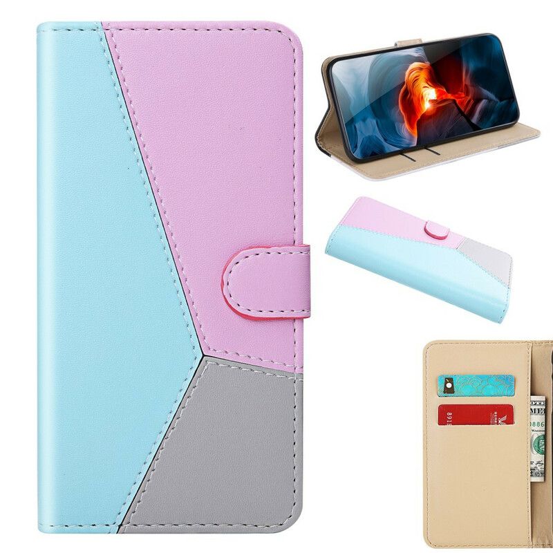 Etui Folio Iphone 13 Pro Max Trójkolorowy Efekt Skóry