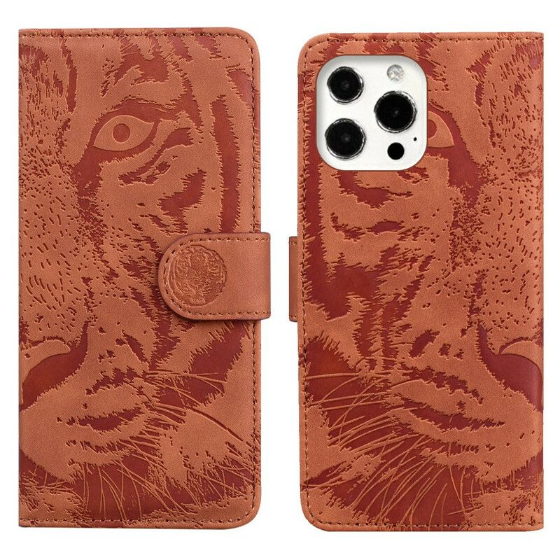 Etui Folio Iphone 13 Pro Max Tygrys Nadruku Twarzy