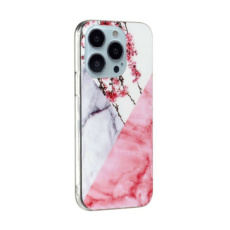 Etui Iphone 13 Pro Max Marmurkowe Kwiaty Śliwki