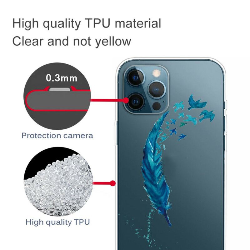 Etui Iphone 13 Pro Max Piękne Niebieskie Pióro