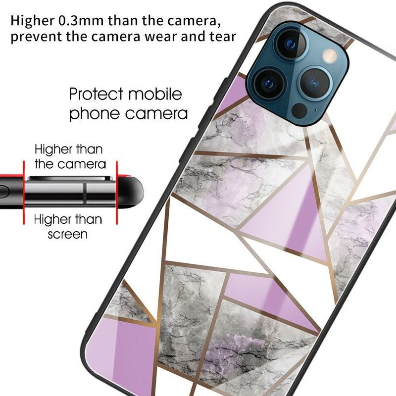 Futerały Iphone 13 Pro Max Etui Na Telefon Geometria Marmuru Ze Szkła Hartowanego