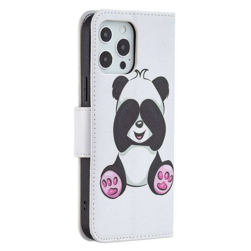 Skórzany Futerał Iphone 13 Pro Max Etui Na Telefon Panda Zabawa