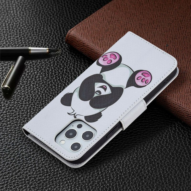 Skórzany Futerał Iphone 13 Pro Max Etui Na Telefon Panda Zabawa