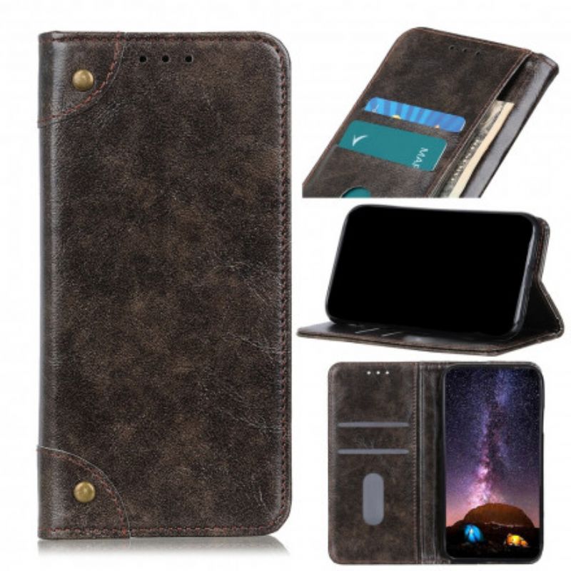 Flip Kotelot Realme 8 / 8 Pro Skórzane Nity W Stylu Vintage Etui Ochronne