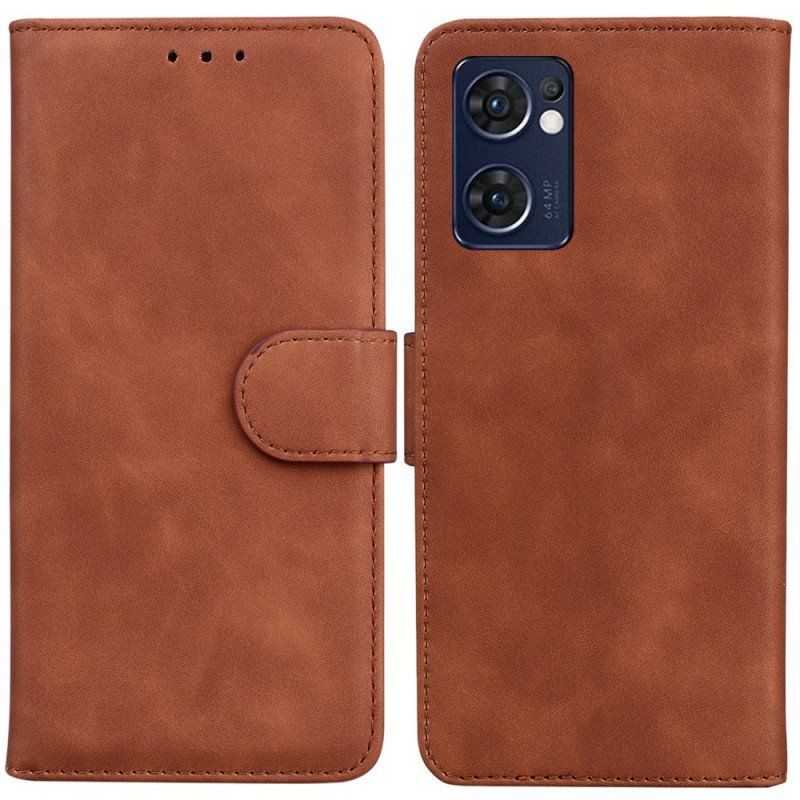 Etui Folio do Oppo Find X5 Lite Monochromatyczny Efekt Skóry