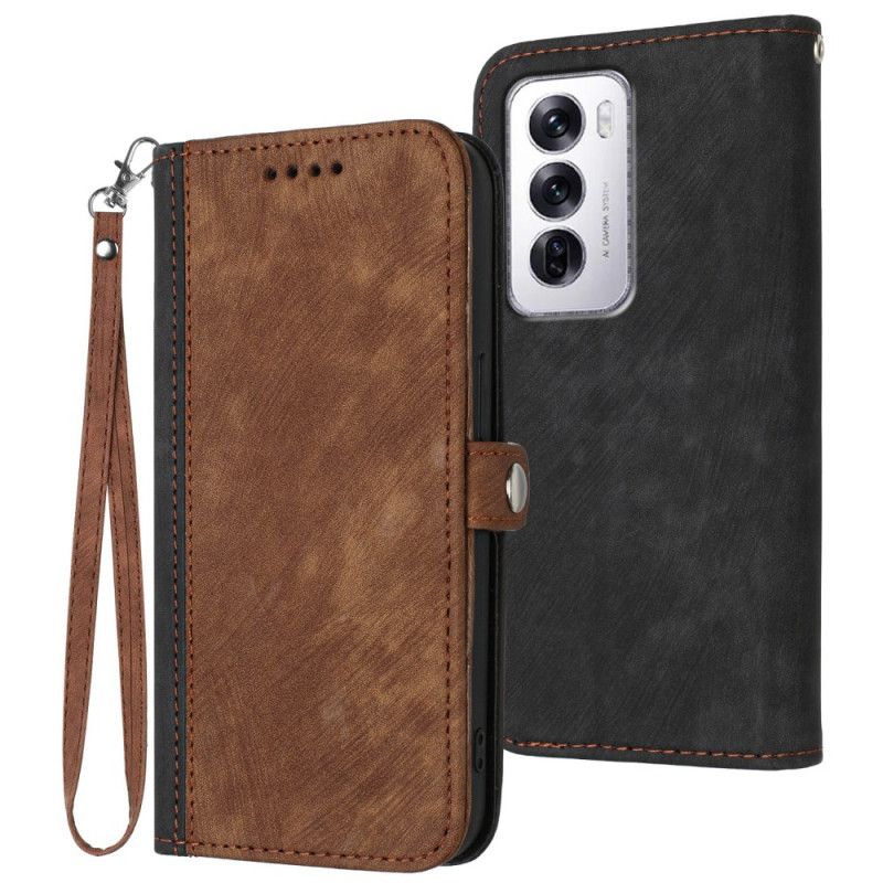 Etui Folio Oppo Reno 12 Pro 5g Dwukolorowy Pasek Etui Ochronne