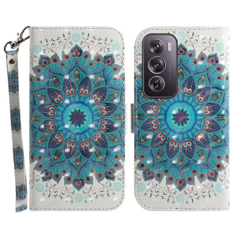 Etui Folio Oppo Reno 12 Pro 5g Zielona Mandala Z Paskiem Etui Ochronne