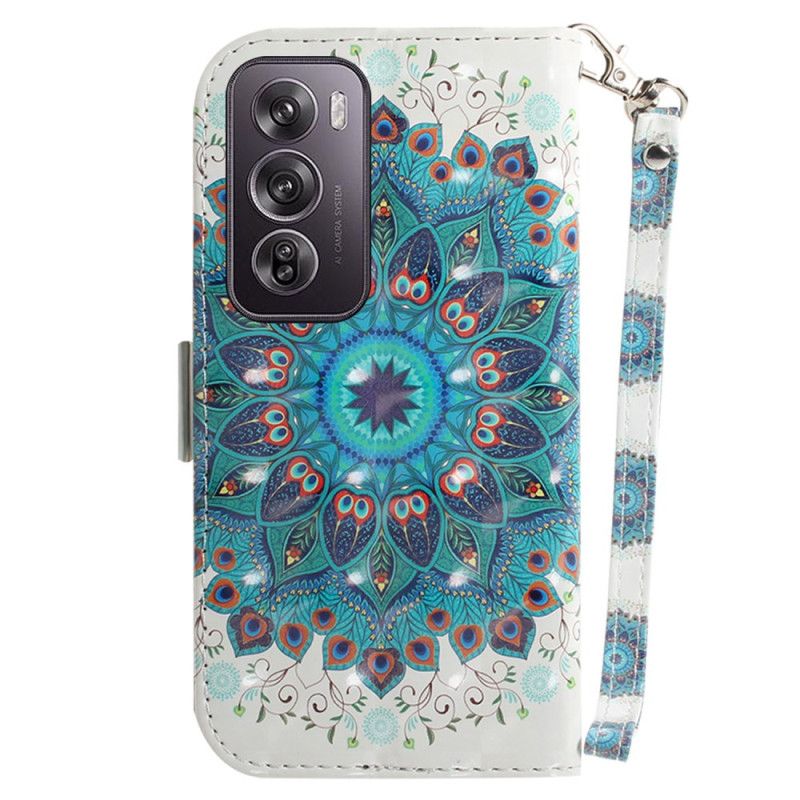 Etui Folio Oppo Reno 12 Pro 5g Zielona Mandala Z Paskiem Etui Ochronne