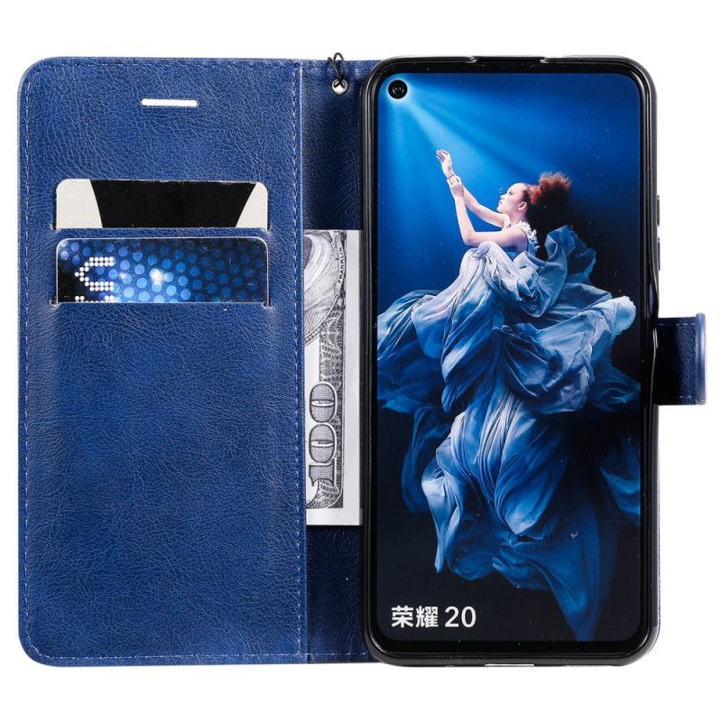 Etui Folio Huawei Nova 5T Czerwony Czarny Efekt Skóry Z Paskiem