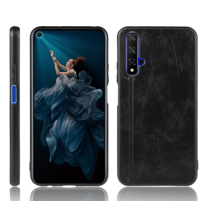 Etui Huawei Nova 5T Czerwony Czarny Szwy W Stylu Skóry Etui Ochronne