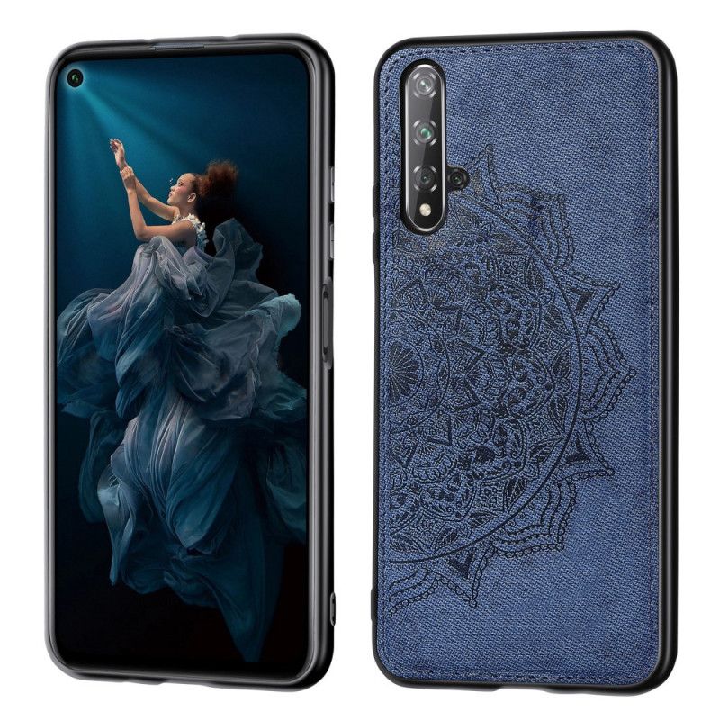 Etui Huawei Nova 5T Szary Czarny Tekstura Tkaniny I Mandali Etui Ochronne