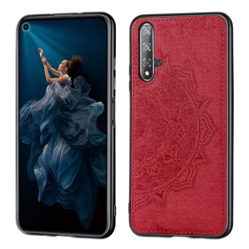 Etui Huawei Nova 5T Szary Czarny Tekstura Tkaniny I Mandali Etui Ochronne