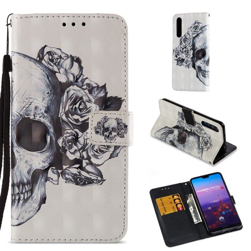 Etui Folio Huawei P20 Pro 3D Kwiat Czaszki Etui Ochronne