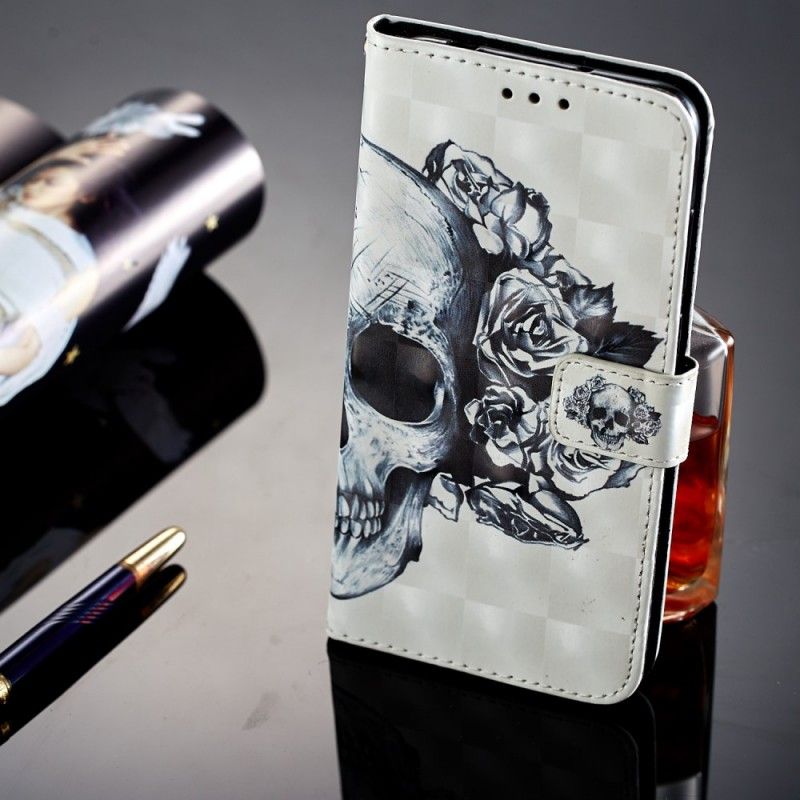 Etui Folio Huawei P20 Pro 3D Kwiat Czaszki Etui Ochronne