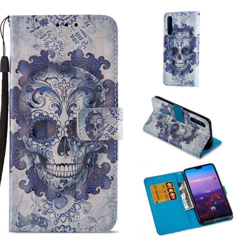 Etui Folio Huawei P20 Pro 3D Niebieska Czaszka