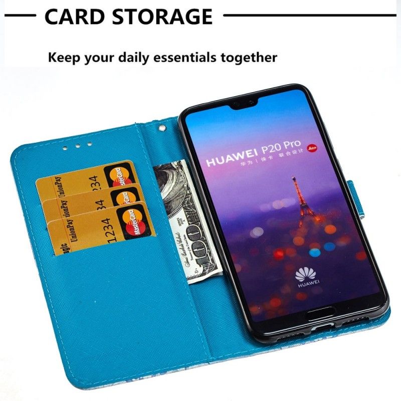 Etui Folio Huawei P20 Pro 3D Niebieska Czaszka