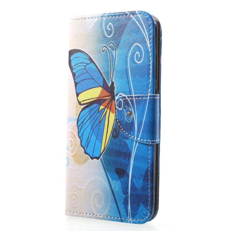 Etui Folio Huawei P20 Pro Fioletowy Jasnoniebieski Motyle Etui Ochronne