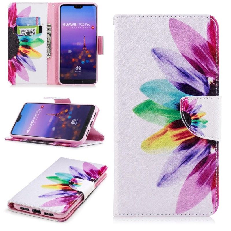 Etui Folio Huawei P20 Pro Kwiat Akwareli Etui Ochronne