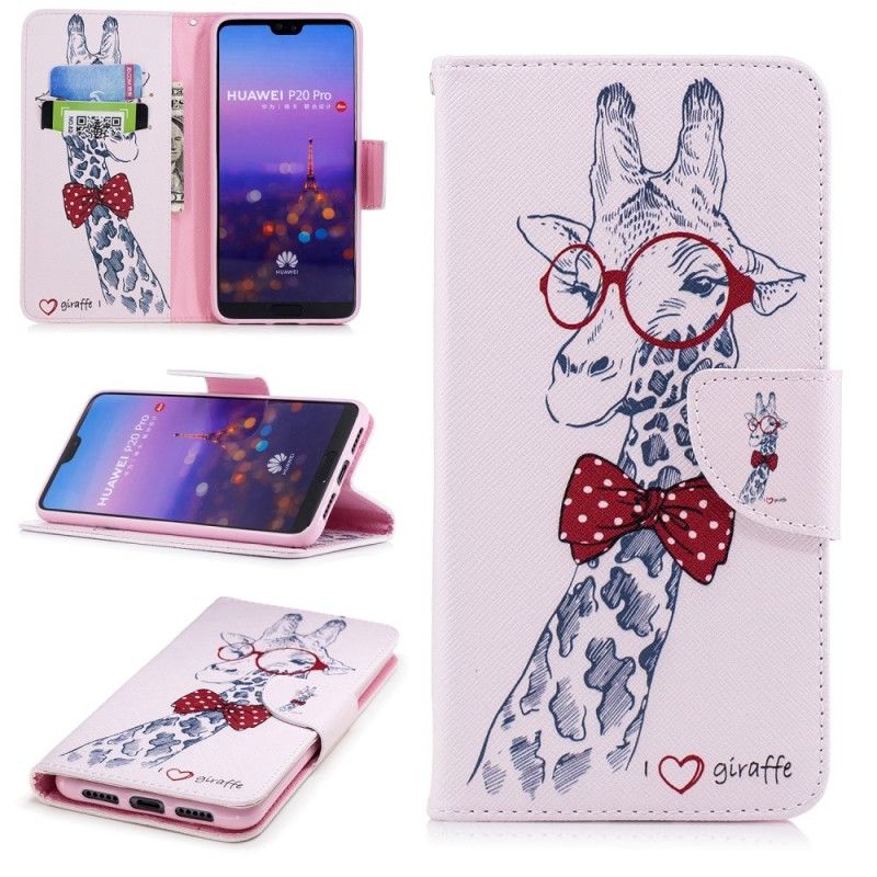 Etui Folio Huawei P20 Pro Żyrafa Kujona Etui Ochronne