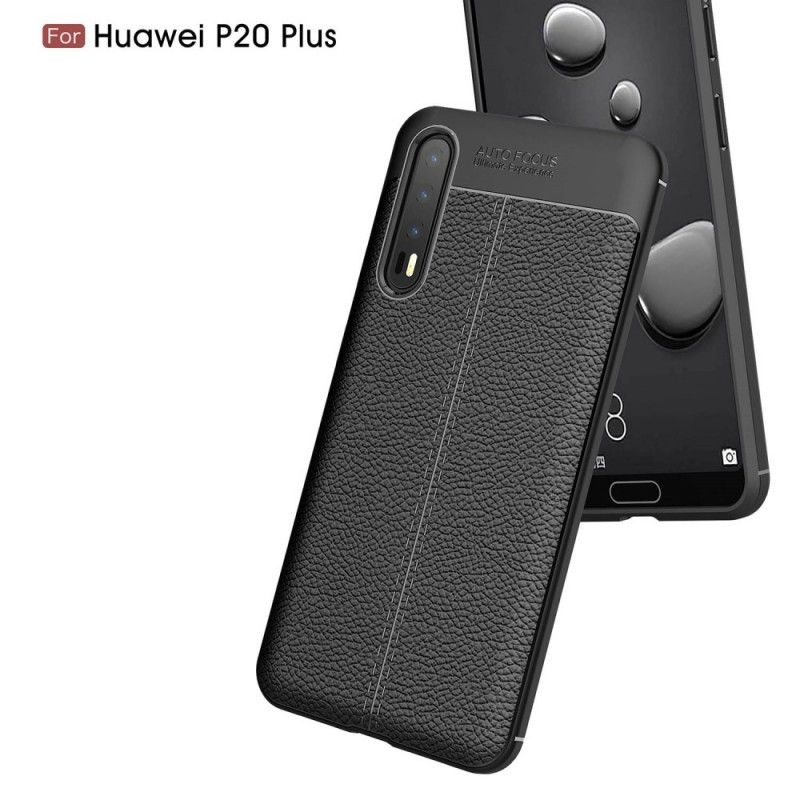 Futerały Huawei P20 Pro Czerwony Czarny Efekt Skóry Z Podwójną Linią Liczi