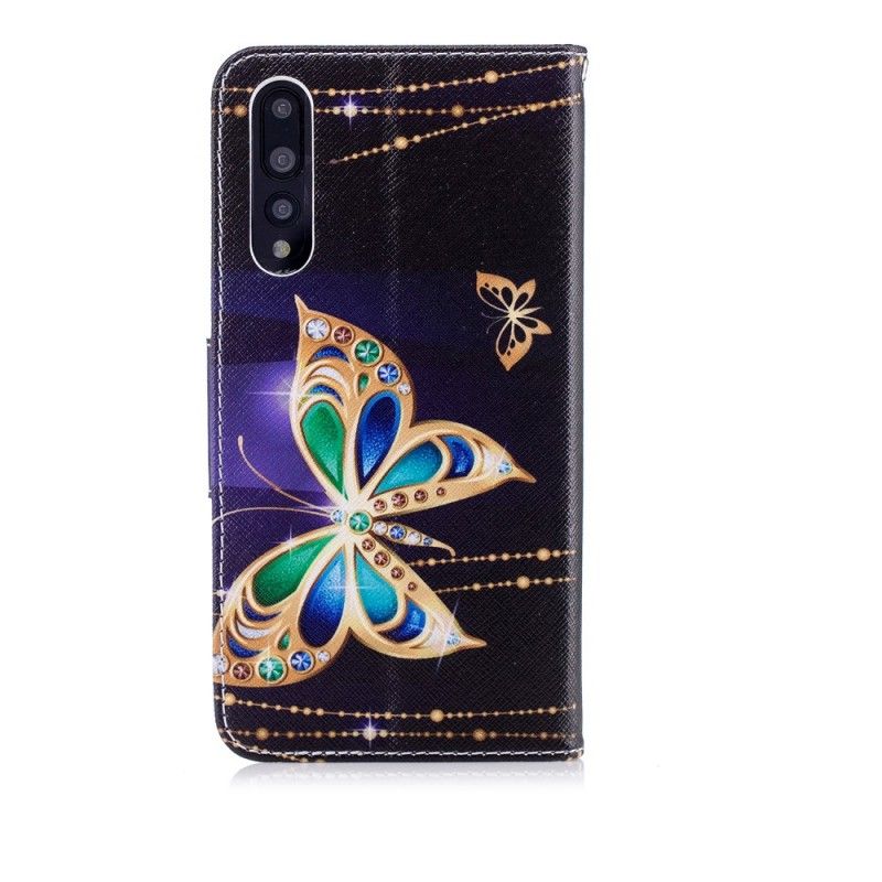 Skórzany Futerał Huawei P20 Pro Etui na Telefon Magiczny Motyl