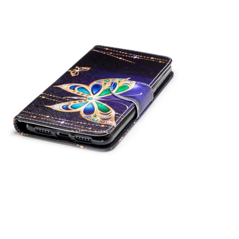 Skórzany Futerał Huawei P20 Pro Etui na Telefon Magiczny Motyl