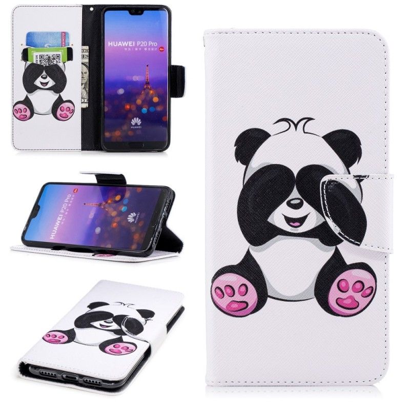 Skórzany Futerał Huawei P20 Pro Etui na Telefon Zabawna Panda