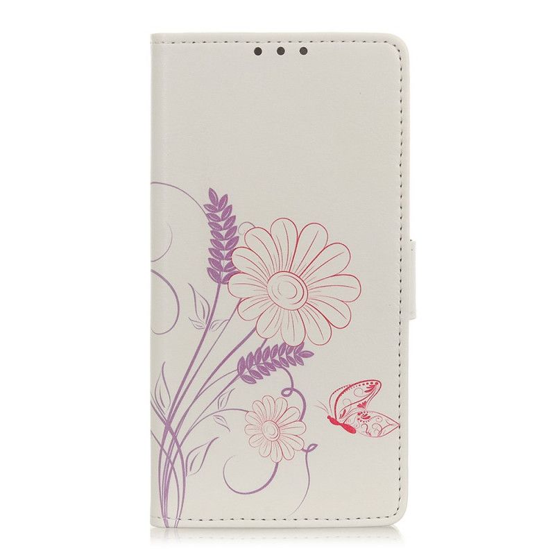 Etui Folio Alcatel 1S (2020) / 3L (2020) Rysowanie Motyli I Kwiatów