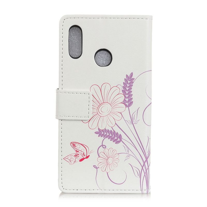 Etui Folio Alcatel 1S (2020) / 3L (2020) Rysowanie Motyli I Kwiatów