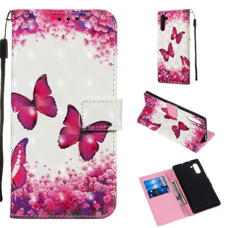 Etui Folio Samsung Galaxy Note 10 Czerwone Motyle