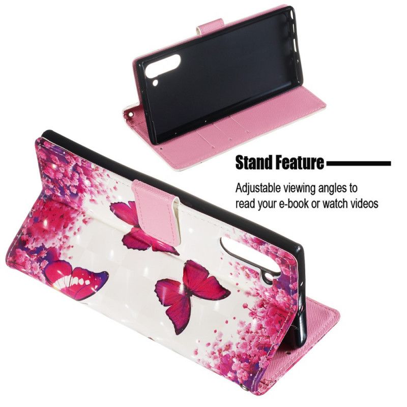 Etui Folio Samsung Galaxy Note 10 Czerwone Motyle