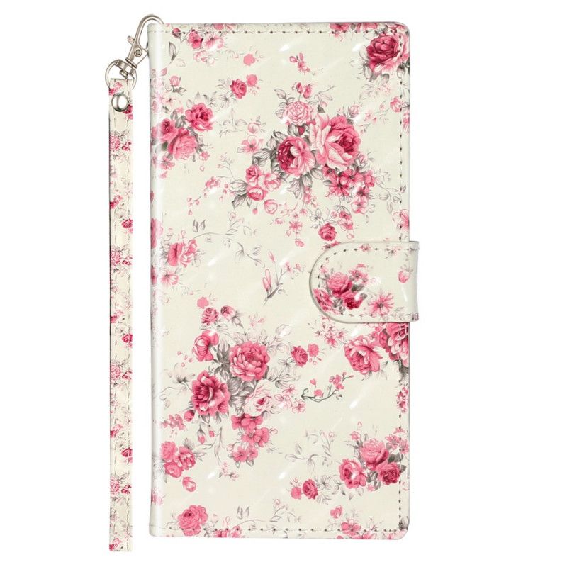 Etui Folio Samsung Galaxy Note 10 Kwiaty Jasne Plamy Z Paskiem Etui Ochronne