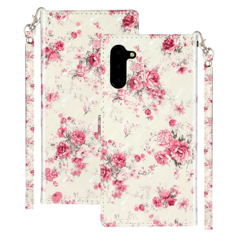 Etui Folio Samsung Galaxy Note 10 Kwiaty Jasne Plamy Z Paskiem Etui Ochronne