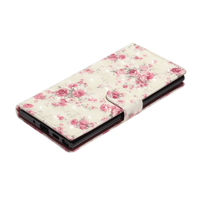 Etui Folio Samsung Galaxy Note 10 Kwiaty Jasne Plamy Z Paskiem Etui Ochronne