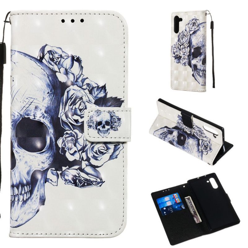 Etui Folio Samsung Galaxy Note 10 Kwiecista Czaszka Etui Ochronne